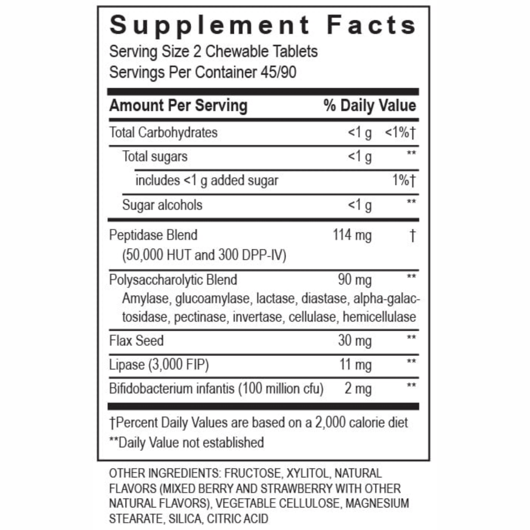 Transformation Enzymes Kidz Digest chewable GI enzymes in bottle, supporting digestive health for children, 90 caps.