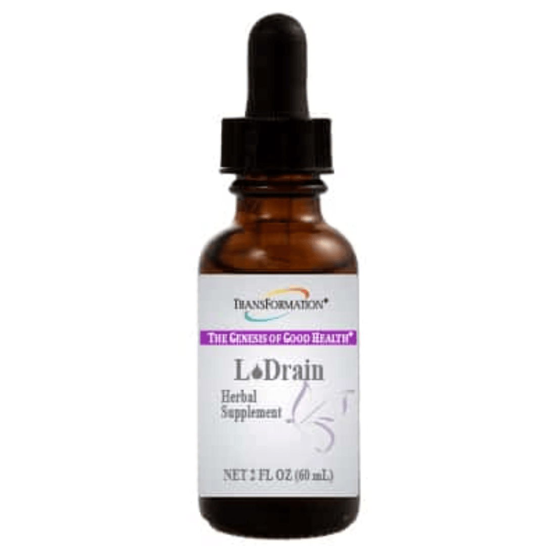 Transformation Enzymes L Drain herbal drops for digestive health and lymphatic support in a 2 oz bottle.