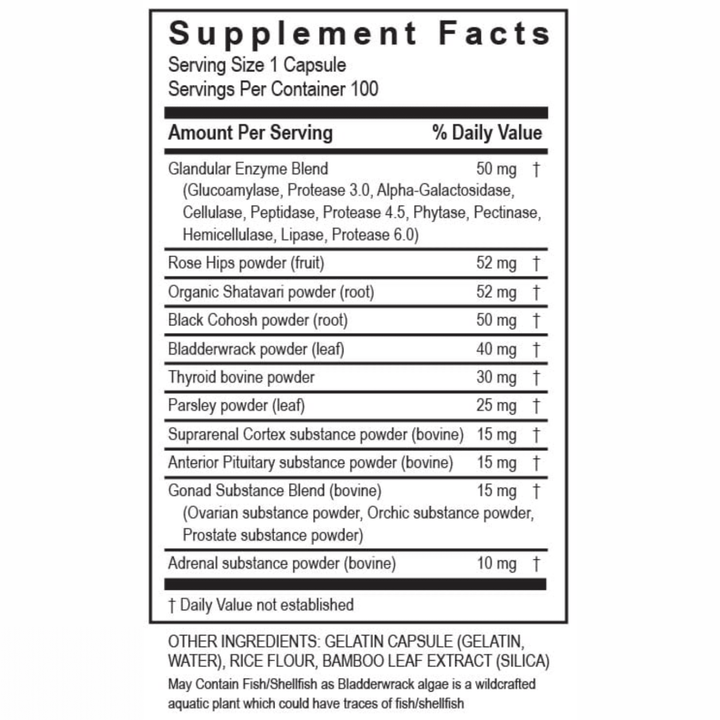 Transformation Enzymes MasterZyme hormone and endocrine support capsules for digestive health, shown in a bottle with 100 capsules.