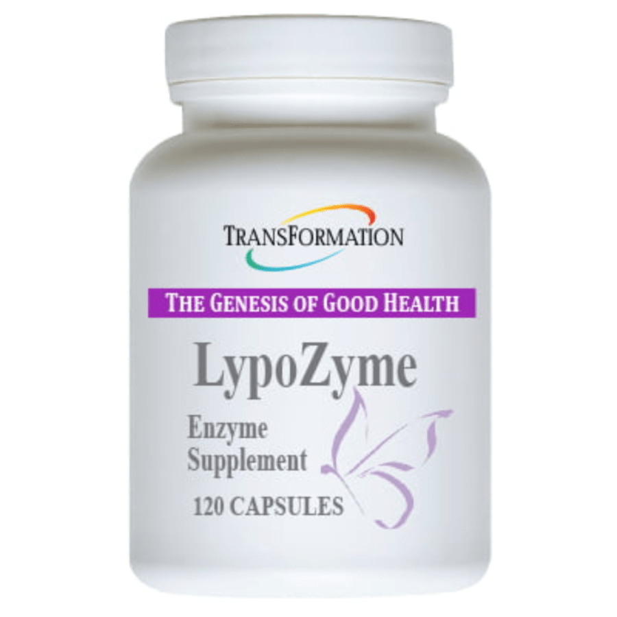 Transformation Enzymes LypoZyme fat digestion support enzyme capsules, 120-count bottle for improved digestion and enzyme support.