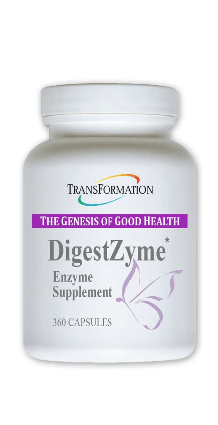 Transformation Enzymes DigestZyme digestive support supplement, 360 capsules, enzyme supplement for gut health and digestion.
