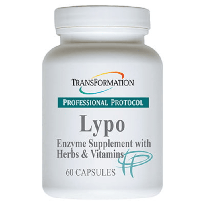 Transformation Enzymes Lypo Support enzyme supplement in 60 capsules, designed to support metabolism and balance.