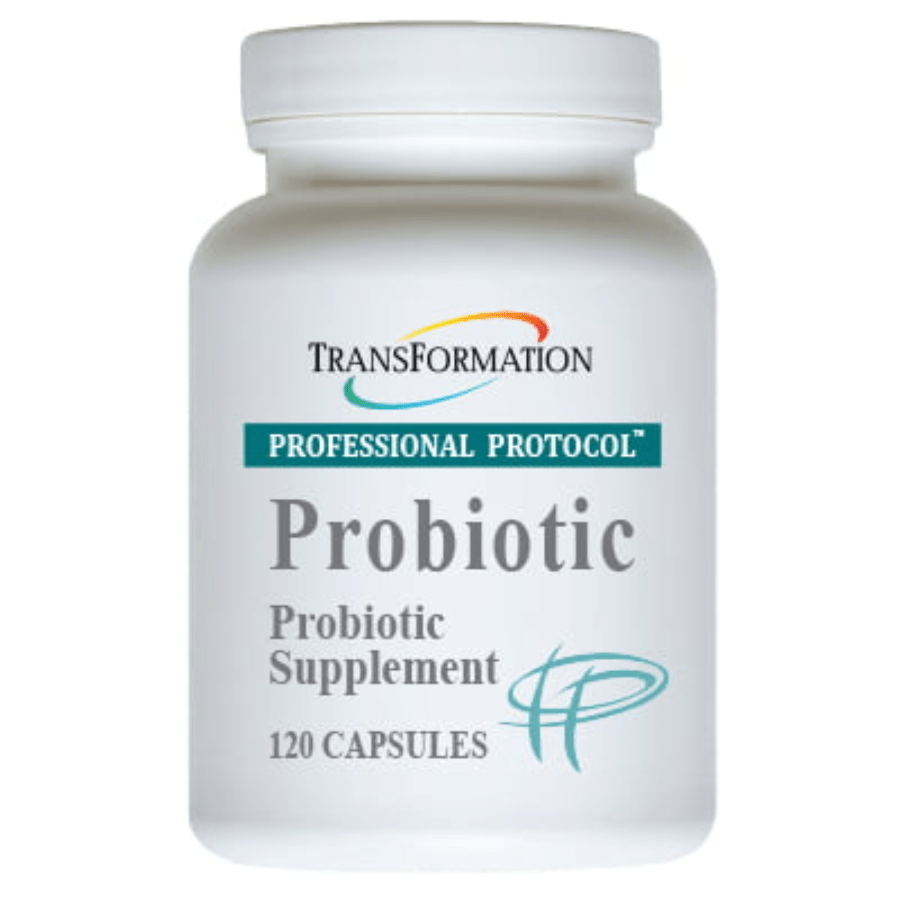 Transformation Enzymes Probiotic supplement with 120 capsules, supporting digestive health and gut balance.