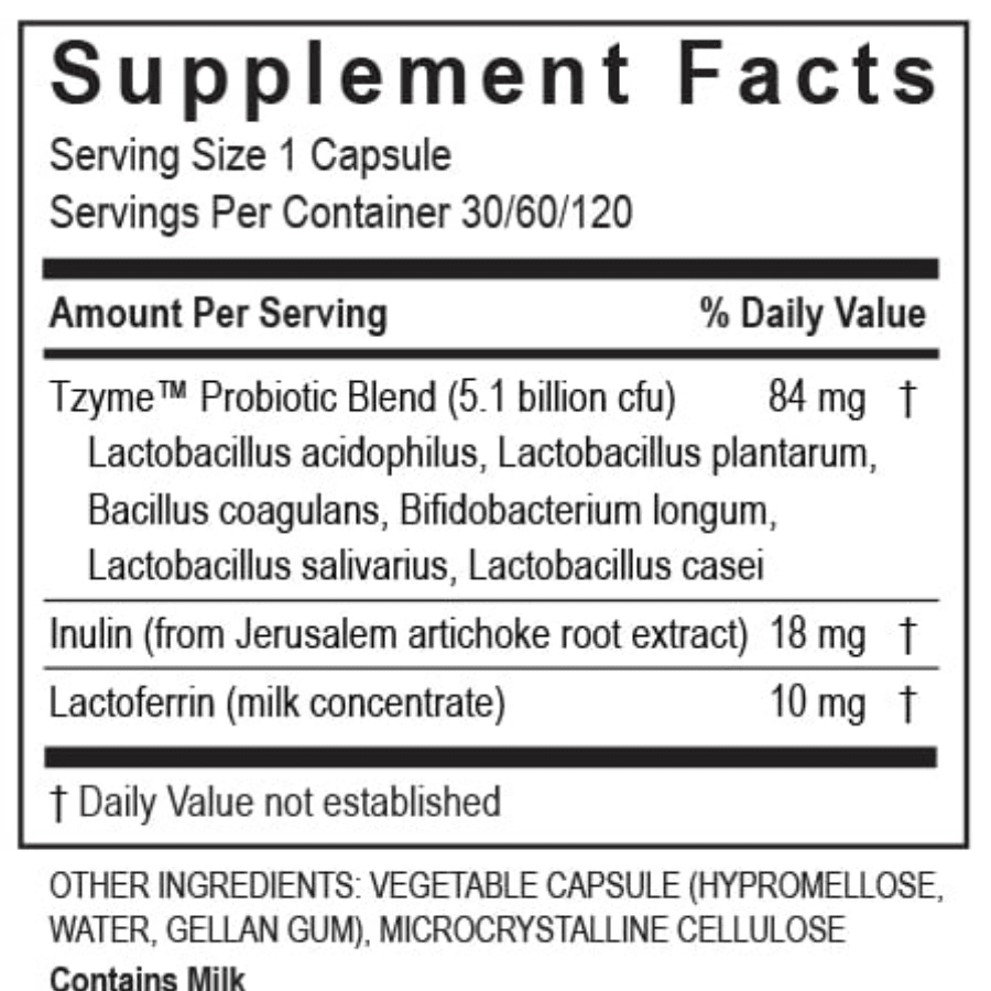 Transformation Enzymes Probiotic Digestive Support supplement bottle with 120 capsules, designed to promote healthy digestion.