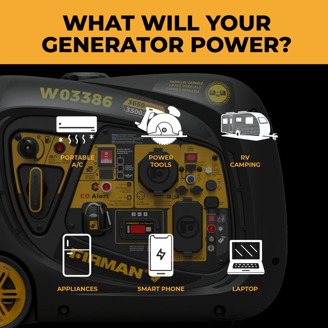 Firman Generators Inverter Portable Generator 4125W Remote Start W03386 - POWER FIT SHOP — Powering Preparedness, Health &amp; Home