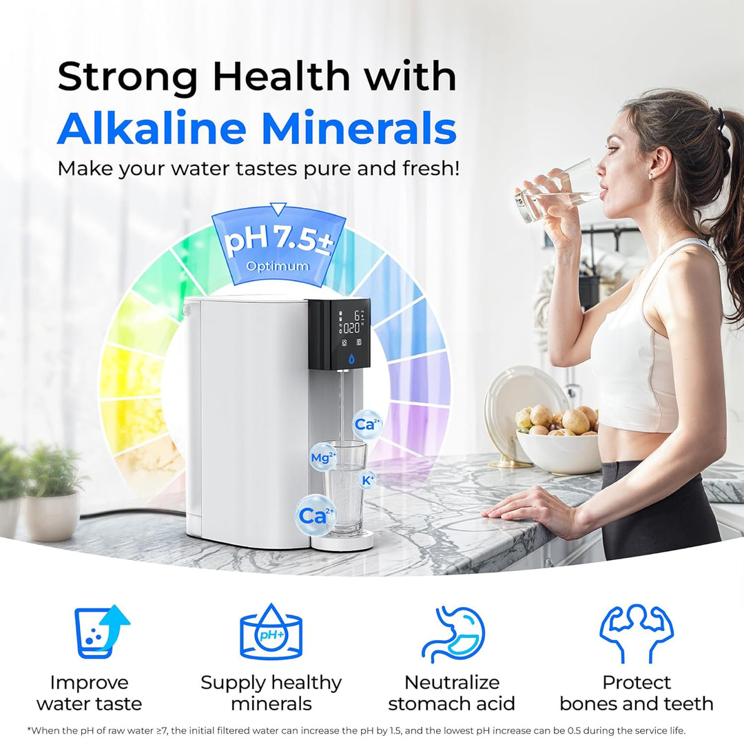Waterdrop C1SL alkaline countertop reverse osmosis water filter system with multiple filtration stages and sleek design.