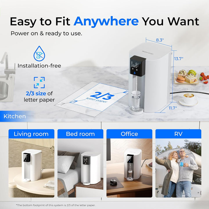 Waterdrop C1SL alkaline countertop reverse osmosis water filter system installed on a kitchen counter with clear filter components.