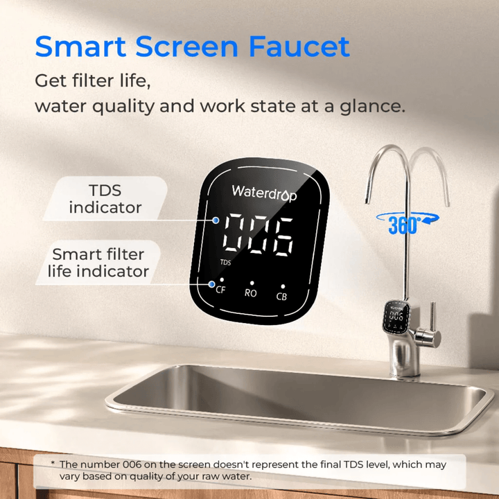 Waterdrop G Series Under Sink Reverse Osmosis System for home kitchen, 600 GPD pure to drain water filtration system.