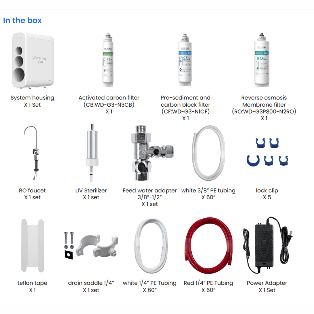 Waterdrop G Series Remineralization RO System G3P800 for clean, filtered drinking water with mineralization features.