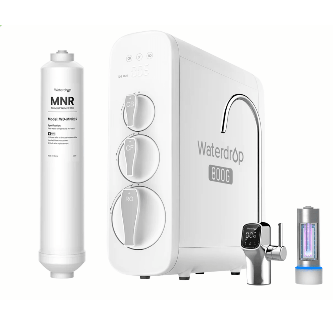 Waterdrop G Series Remineralization RO System G3P800 for clean, filtered drinking water with mineral enhancement, installed under a sink