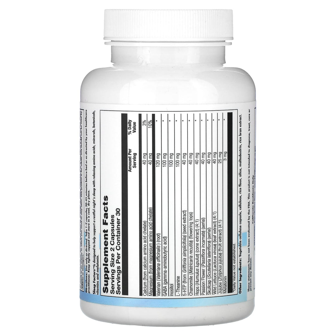 Allvia Sleep Factors dietary supplement by WEBMHP, 60 Vcaps for natural support of restful sleep and relaxation.