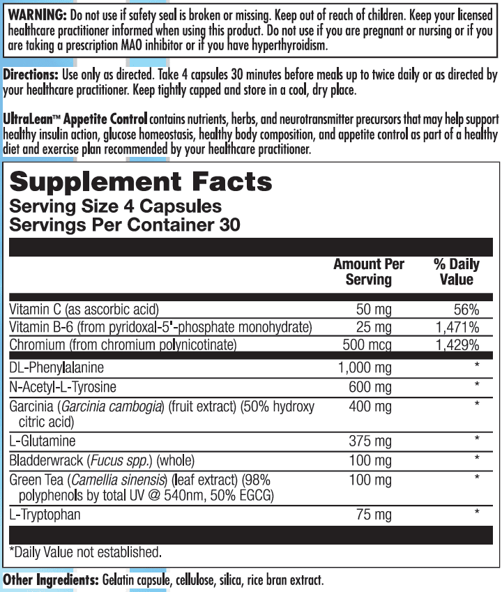 Allvia UltraLean appetite control dietary supplement by WEBMHP, 90 Vcaps for appetite support and weight management.