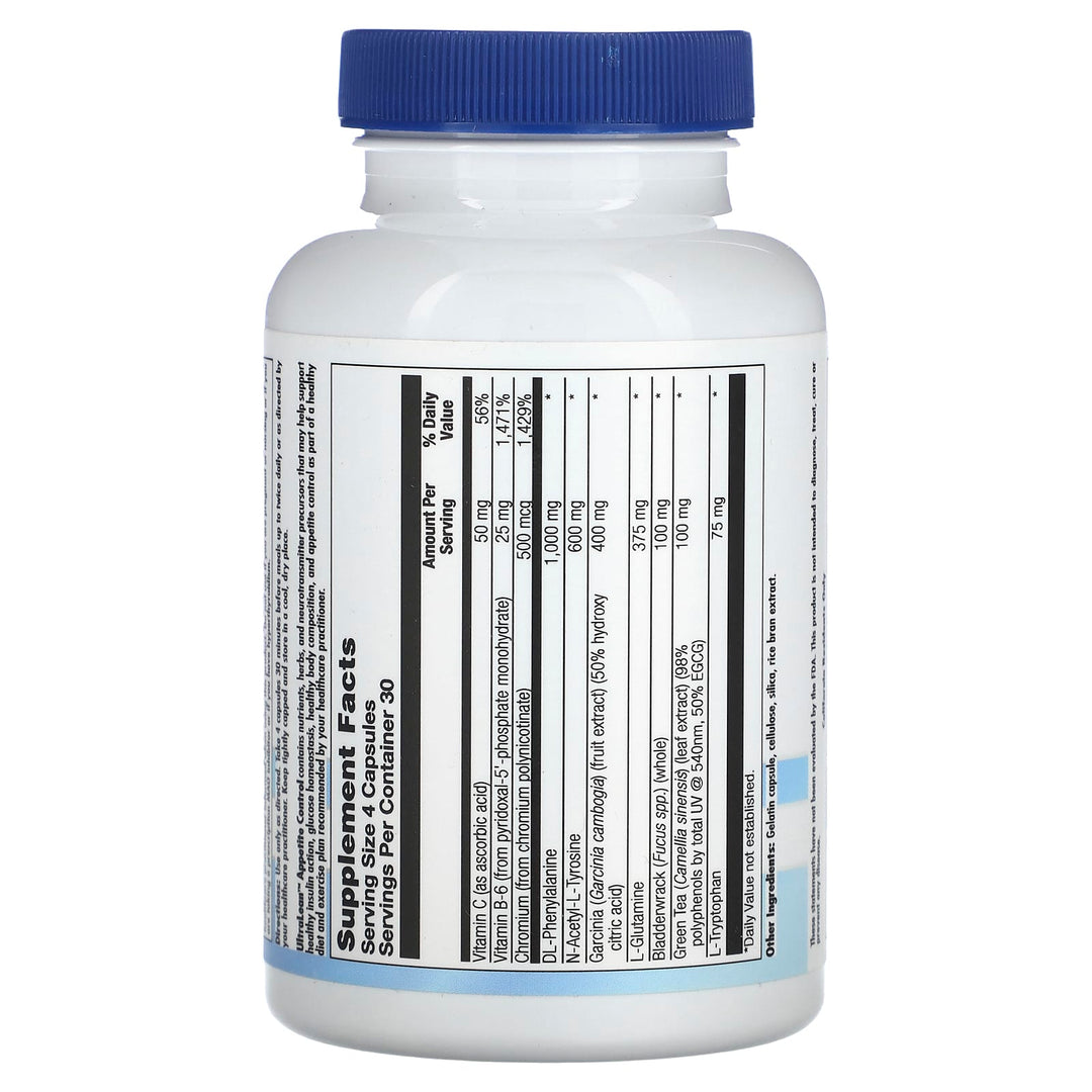 Allvia UltraLean appetite control dietary supplement by WEBMHP, 90 veggie capsules for appetite support.