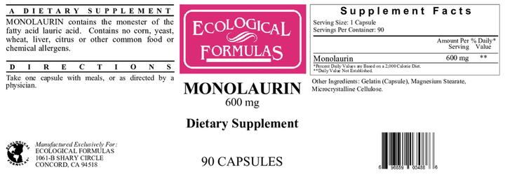 Ecological Formulas Monolaurin 300 mg 90 Caps Antimicrobial - POWER FIT SHOP — Powering Preparedness, Health &amp; Home