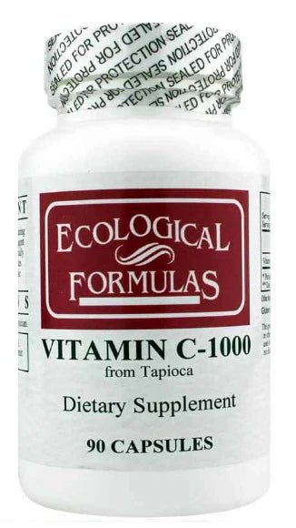 Ecological Formulas Vitamin C-1000 dietary supplement by WEBMHP, 90 tapioca-based capsules for immune support and wellness.