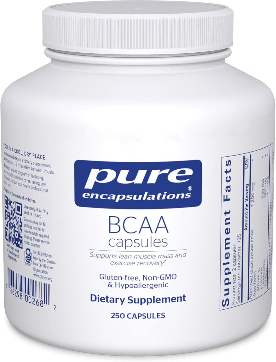 Pure Encapsulations BCAA Supports Muscle Function Exercise 250 Capsules - POWER FIT SHOP — Powering Preparedness, Health &amp; Home