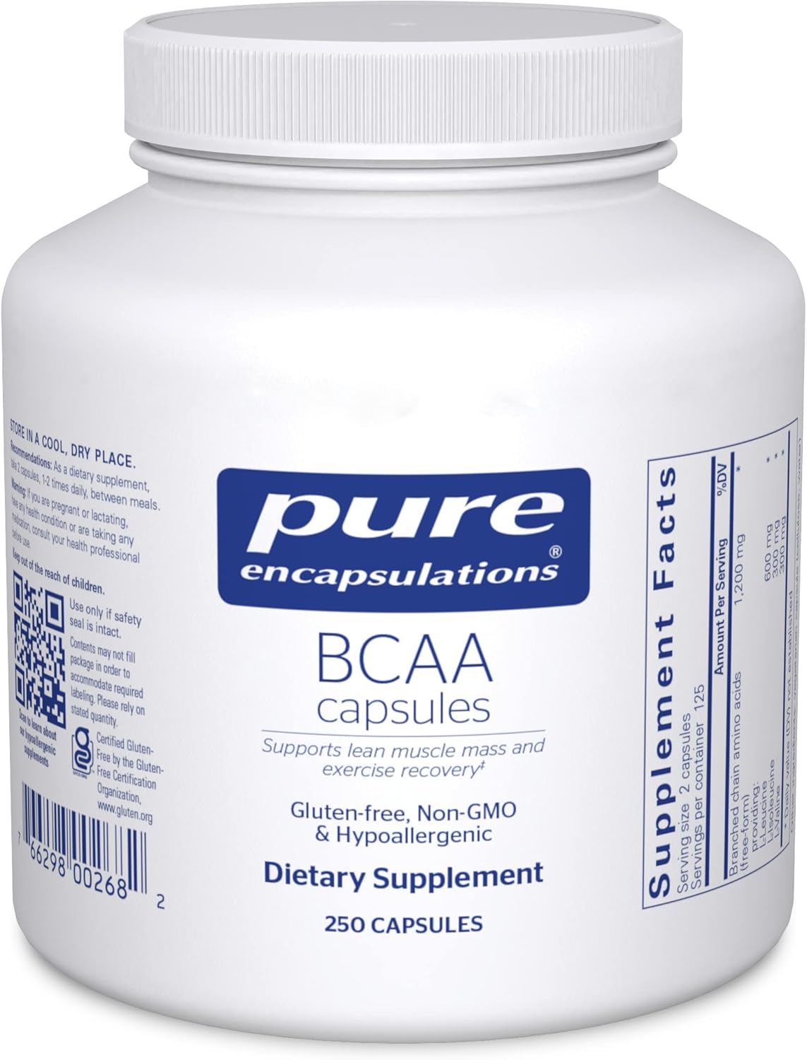 Pure Encapsulations BCAA Supports Muscle Function Exercise 250 Capsules - POWER FIT SHOP — Powering Preparedness, Health & Home
