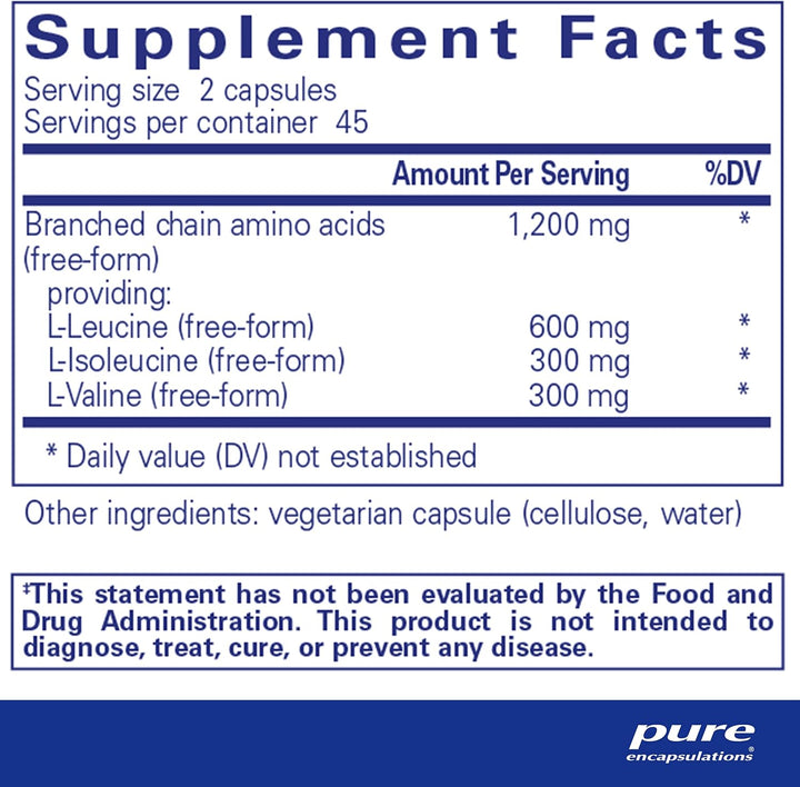 Pure Encapsulations BCAA Supports Muscle Function Exercise 90 Capsules - POWER FIT SHOP — Powering Preparedness, Health &amp; Home