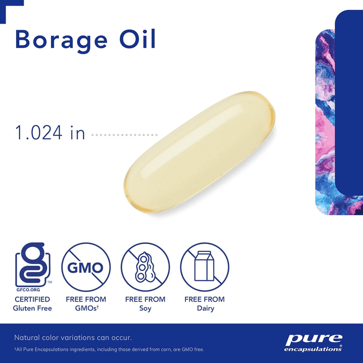 Pure Encapsulations Borage Oil Softgels Supports Skin and Joint Function 60 Caps - POWER FIT SHOP — Powering Preparedness, Health &amp; Home