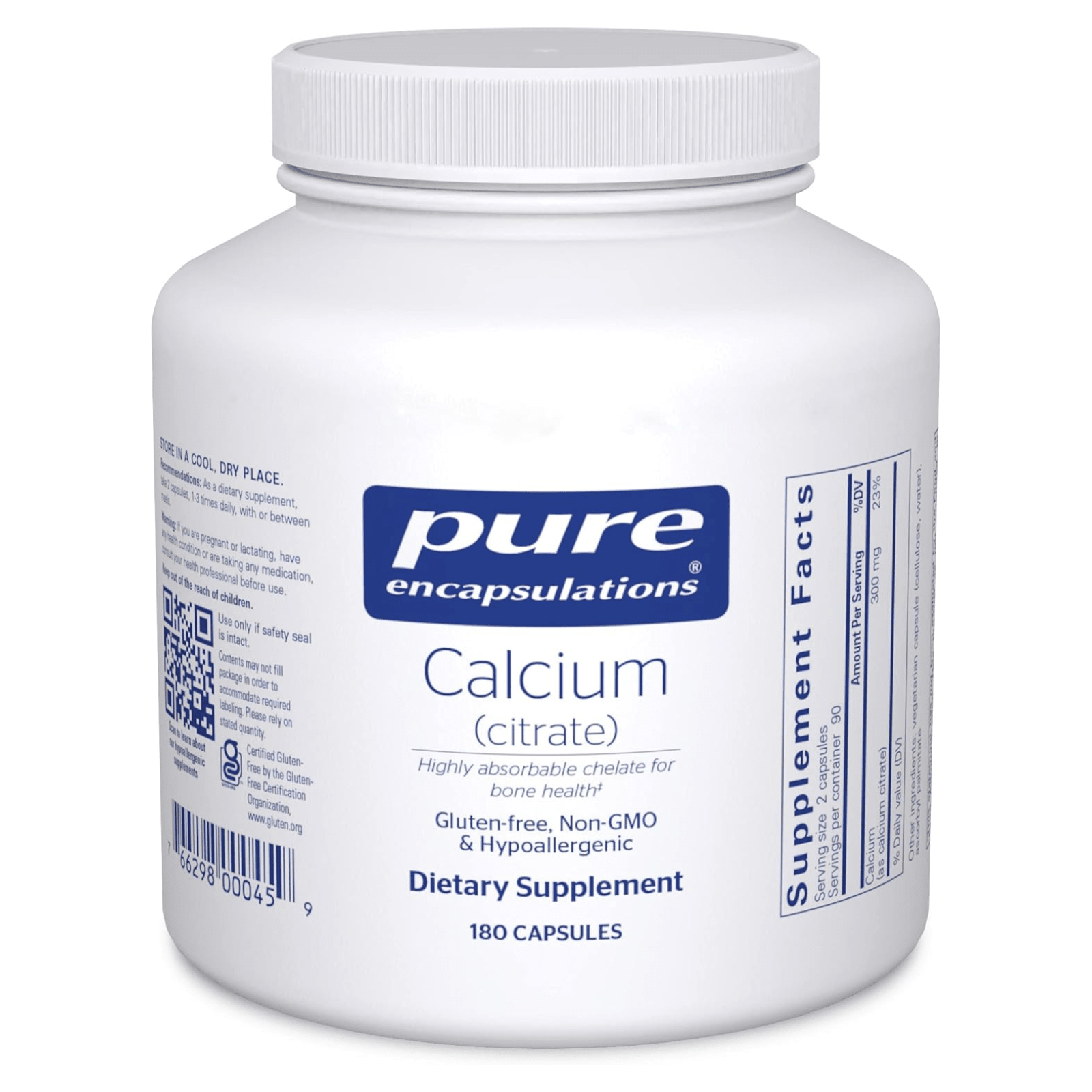 Pure Encapsulations Calcium Citrate Supplement Bone Heart Colon Support 180 Caps - POWER FIT SHOP — Powering Preparedness, Health & Home