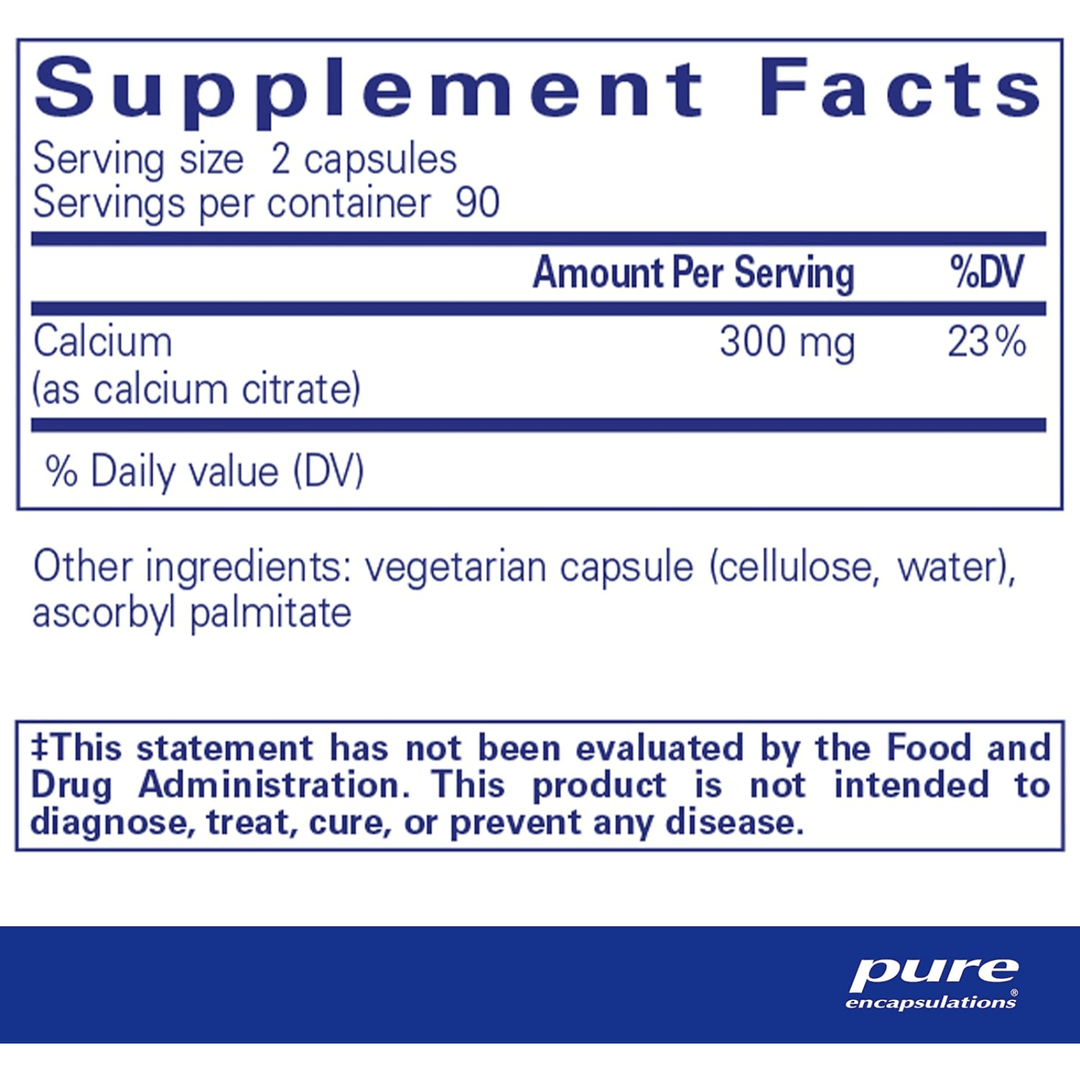 Pure Encapsulations Calcium Citrate Supplement Bone Heart Colon Support 180 Caps - POWER FIT SHOP — Powering Preparedness, Health &amp; Home
