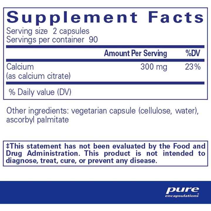 Pure Encapsulations Calcium Citrate Supplement Bone Heart Colon Support 180 Caps - POWER FIT SHOP — Powering Preparedness, Health &amp; Home