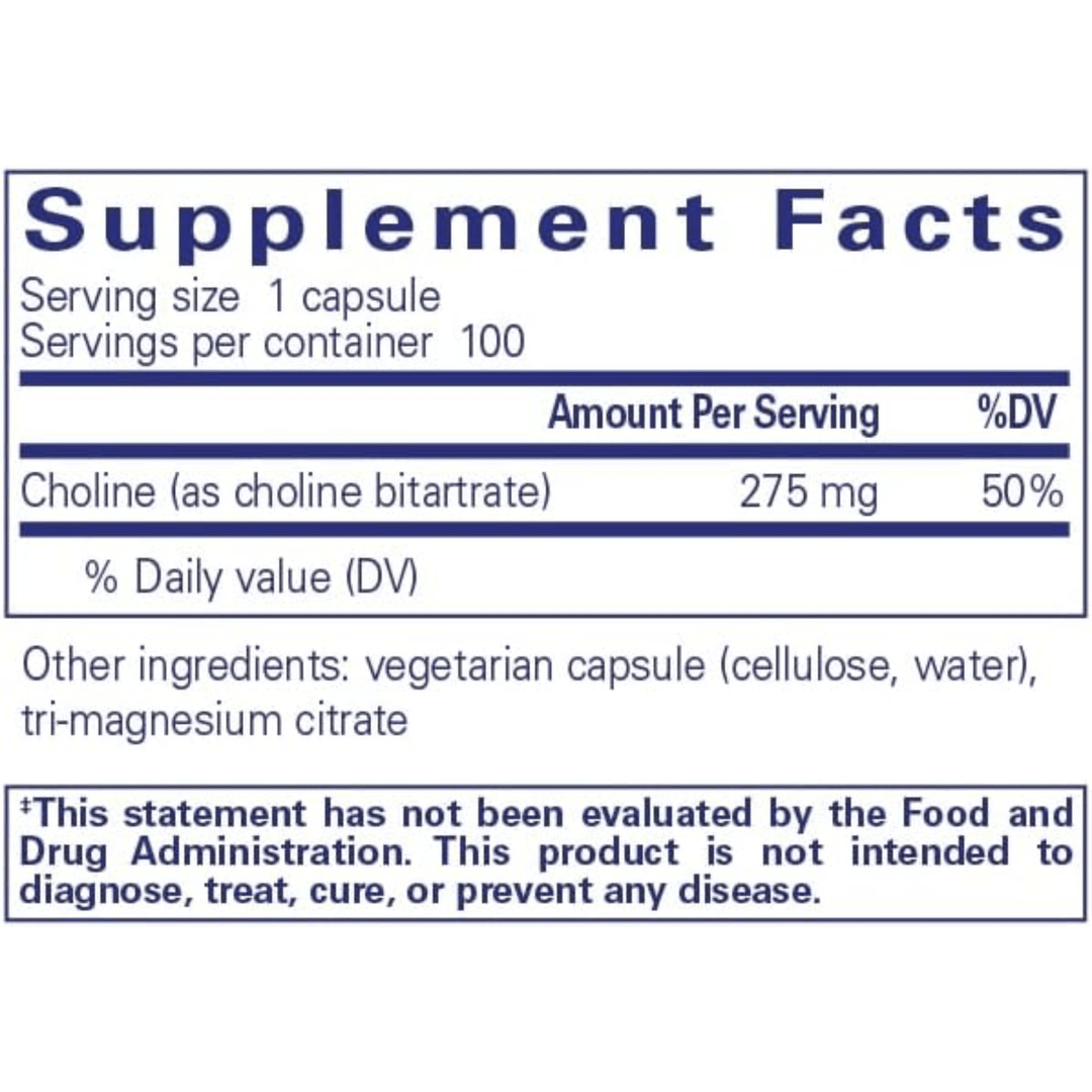 Pure Encapsulations Choline Bitartrate Supports Brain Health 100 Capsules - POWER FIT SHOP — Powering Preparedness, Health &amp; Home