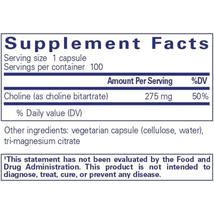 Pure Encapsulations Choline Bitartrate Supports Brain Health 100 Capsules - POWER FIT SHOP — Powering Preparedness, Health &amp; Home