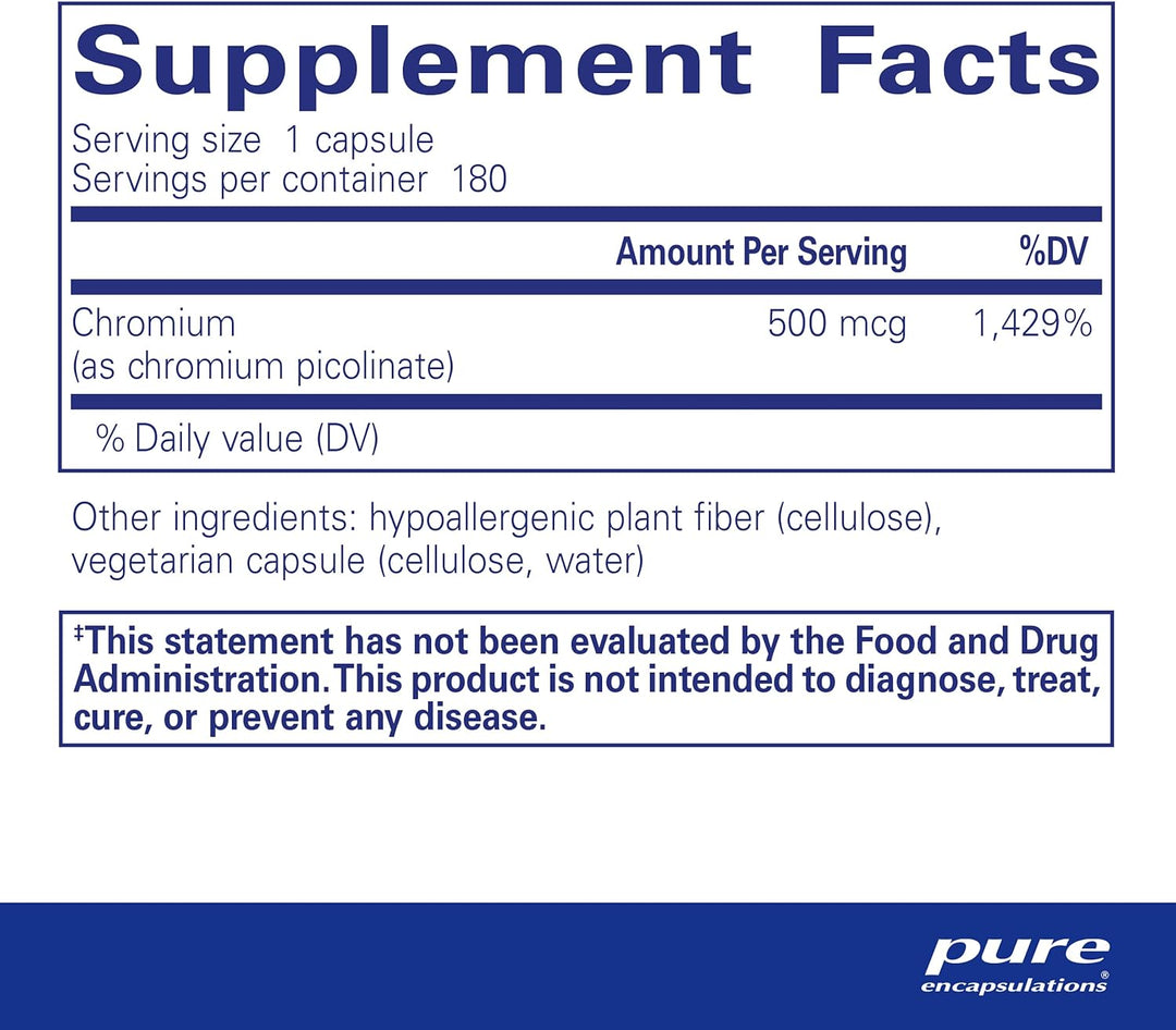 Pure Encapsulations Chromium for Lipid Carbohydrate Metabolism Support 180 Caps - POWER FIT SHOP — Powering Preparedness, Health &amp; Home