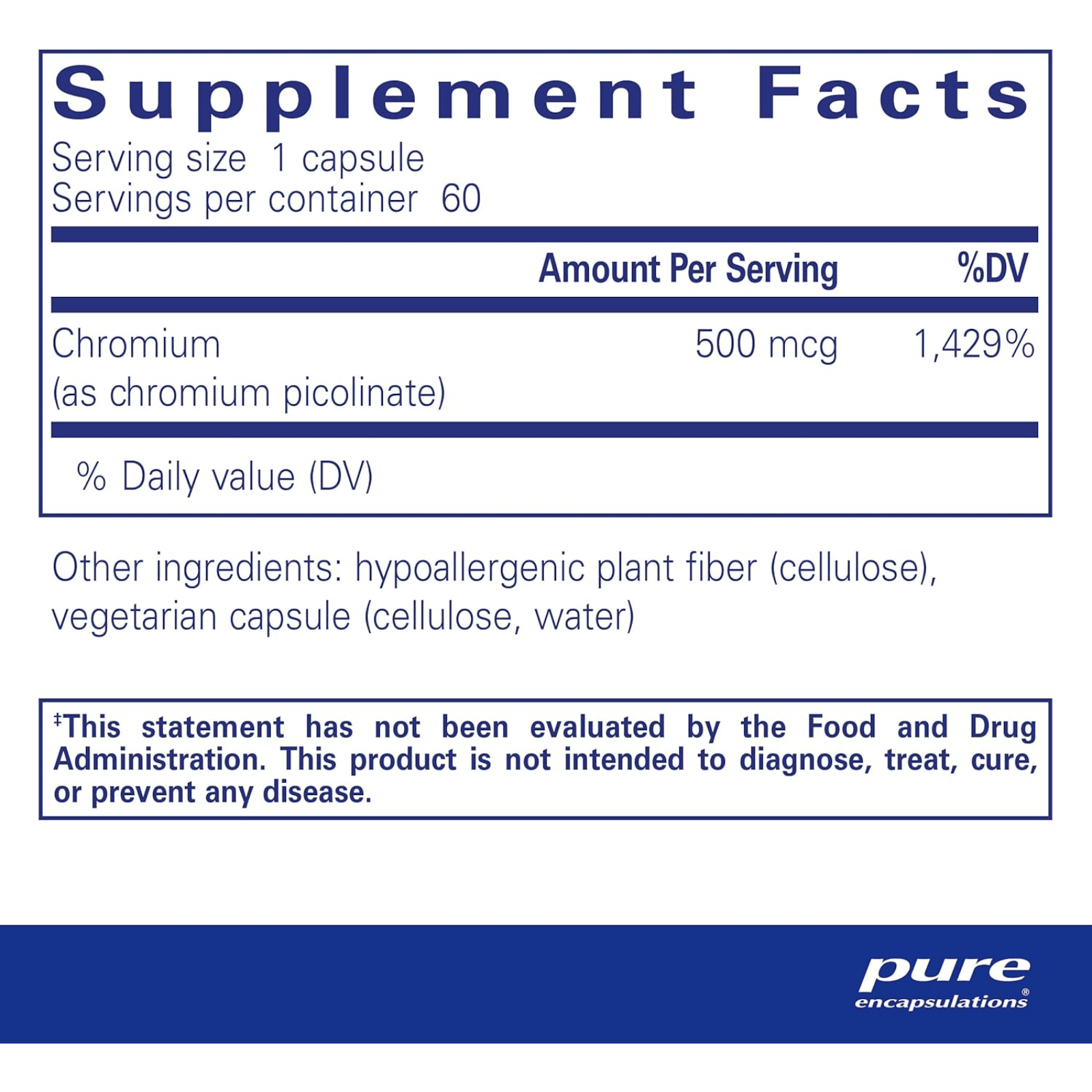 Pure Encapsulations Chromium Picolinate 500mcg Lipid and Carb Metabolism 60 Caps - POWER FIT SHOP — Powering Preparedness, Health & Home