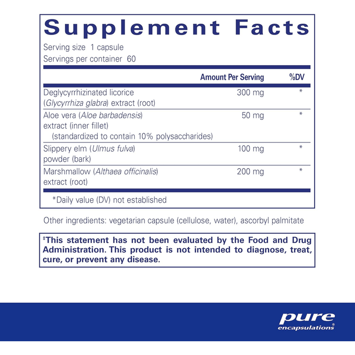 Pure Encapsulations DGL Plus Gut Support Aloe Vera Marshmallow Root 60 Capsules - POWER FIT SHOP — Powering Preparedness, Health &amp; Home