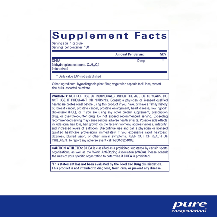 Pure Encapsulations DHEA 10 mg Supports Immune and Metabolic Balance 180 Caps - POWER FIT SHOP — Powering Preparedness, Health &amp; Home