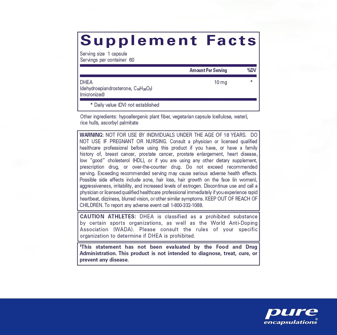 Pure Encapsulations DHEA 10 mg Supports Immune Hormone Metabolism 60 Capsules - POWER FIT SHOP — Powering Preparedness, Health &amp; Home