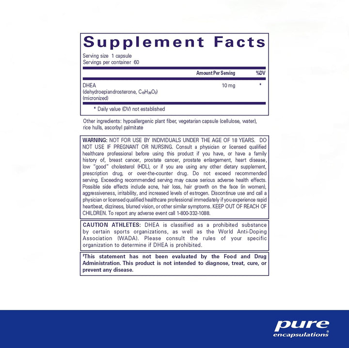 Pure Encapsulations DHEA 10 mg Supports Immune Hormone Metabolism 60 Capsules - POWER FIT SHOP — Powering Preparedness, Health &amp; Home
