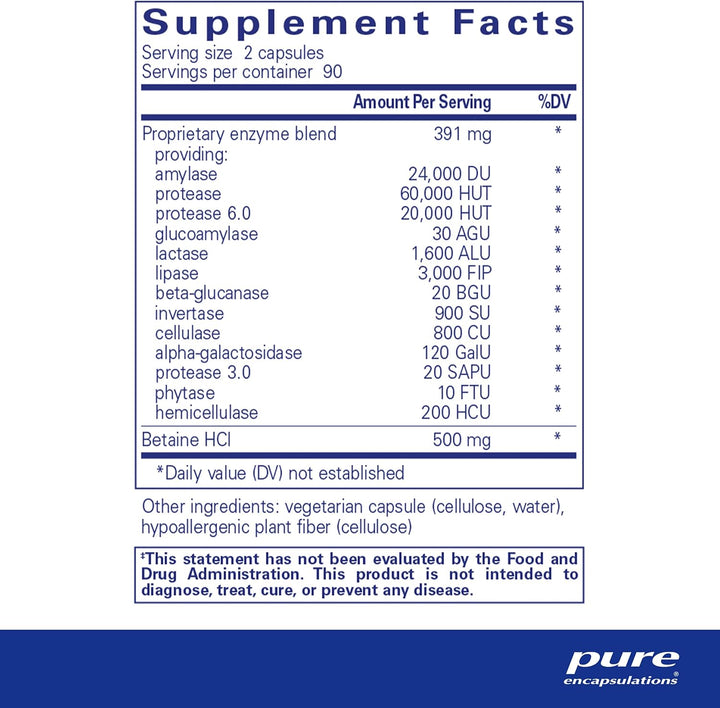 Pure Encapsulations Digestive Enzymes Ultra with Betaine HCL 180 Capsules - POWER FIT SHOP — Powering Preparedness, Health &amp; Home