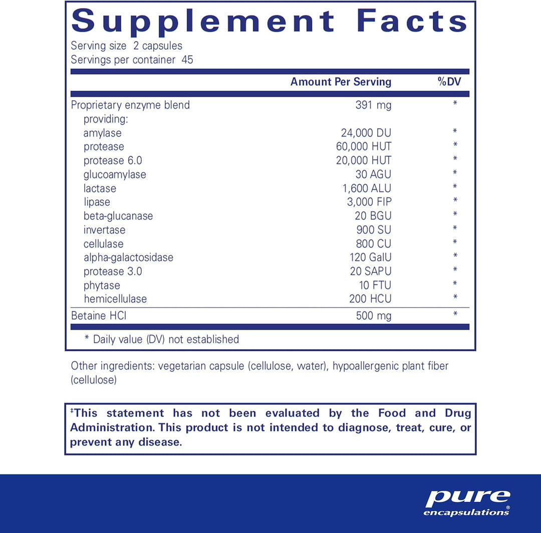 Pure Encapsulations Digestive Enzymes Ultra with Betaine HCL 90 Capsules - POWER FIT SHOP — Powering Preparedness, Health &amp; Home