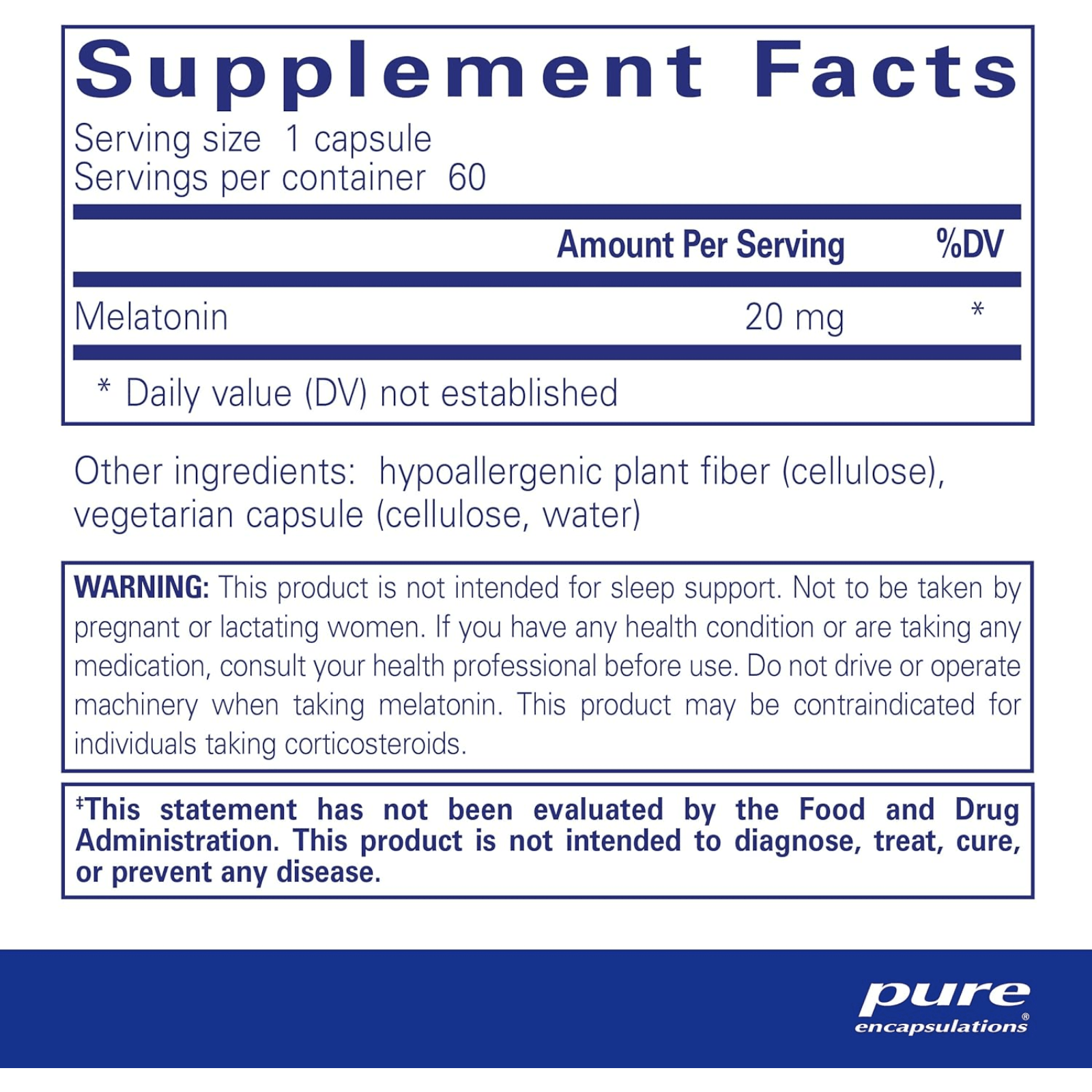 Pure Encapsulations Melatonin 20 mg Supports Immune System 60 Capsules - POWER FIT SHOP — Powering Preparedness, Health & Home