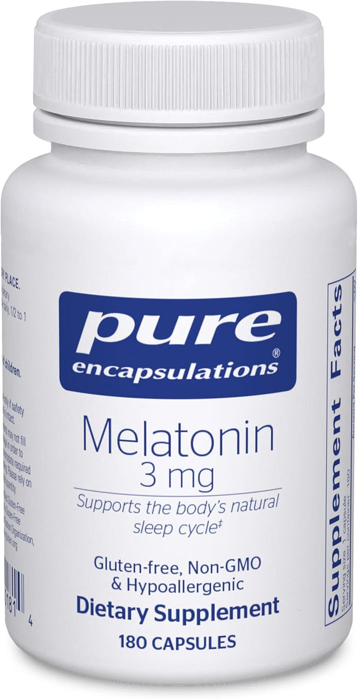 Pure Encapsulations Melatonin 3 mg Supports Restful Sleep Cycle 180 Capsules - POWER FIT SHOP — Powering Preparedness, Health &amp; Home