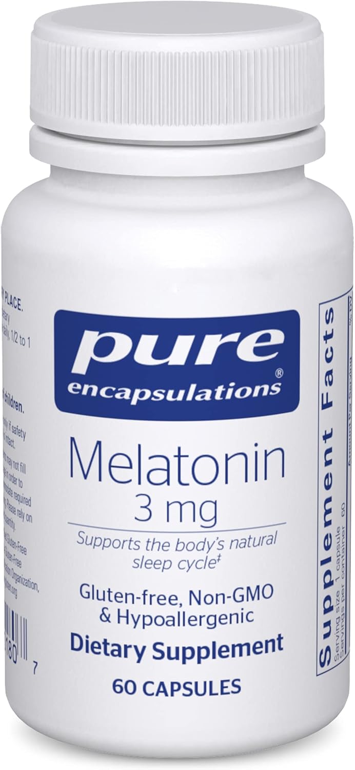 Pure Encapsulations Melatonin 3 mg Supports Restful Sleep Cycle 60 Capsules - POWER FIT SHOP — Powering Preparedness, Health & Home