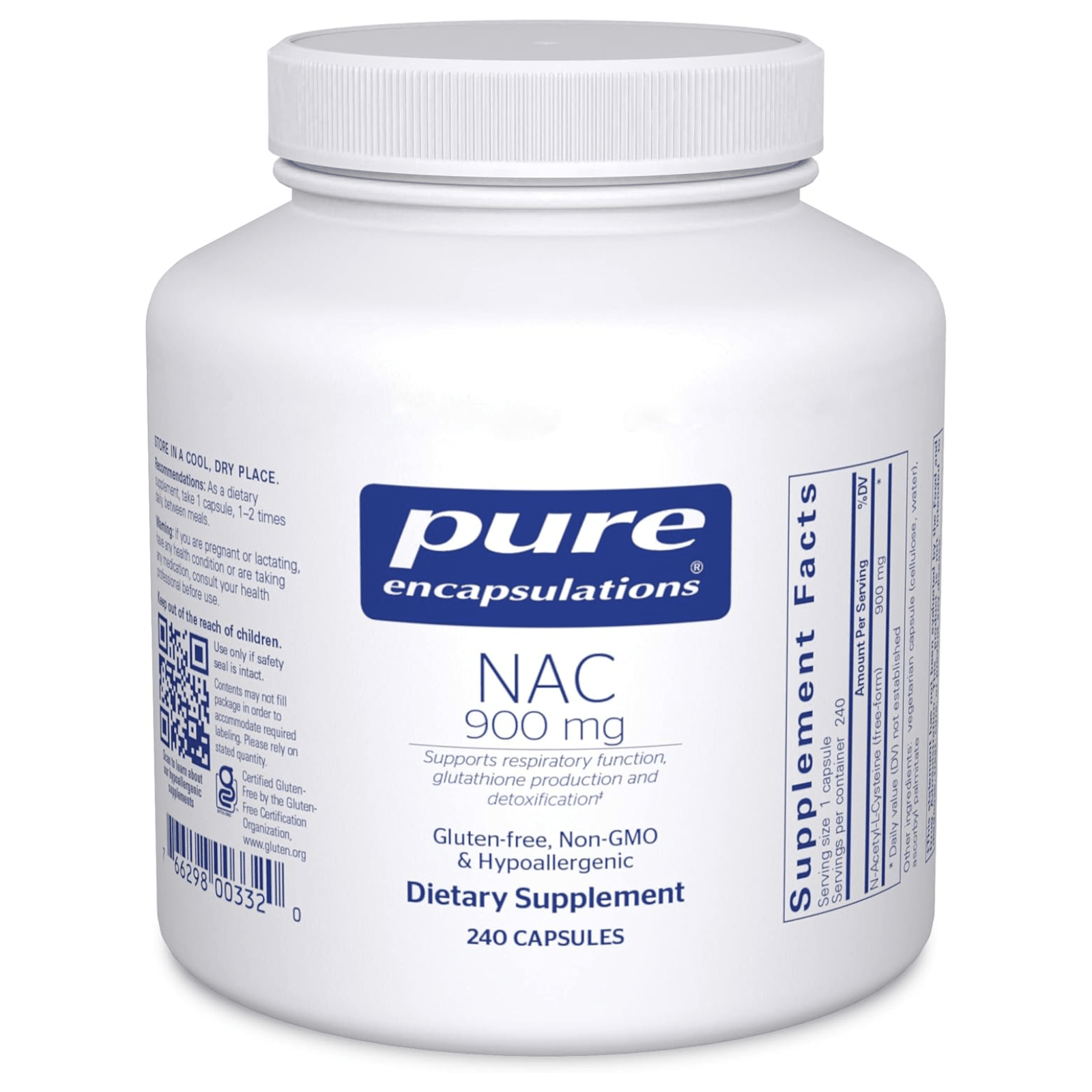 Pure Encapsulations NAC 900 mg Amino Acid For Lung Immune Support 240 Capsules - POWER FIT SHOP — Powering Preparedness, Health & Home