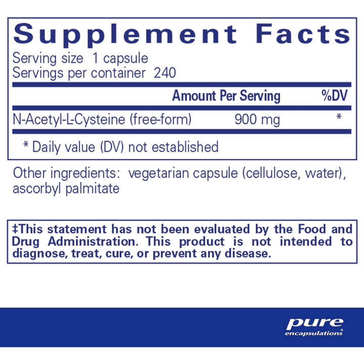 Pure Encapsulations NAC 900 mg Amino Acid For Lung Immune Support 240 Capsules - POWER FIT SHOP — Powering Preparedness, Health &amp; Home