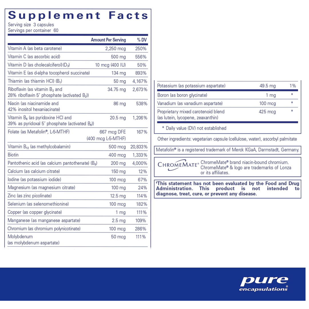 Pure Encapsulations Nutrient 950 Without Iron Multivitamin Support 180 Capsules - POWER FIT SHOP — Powering Preparedness, Health &amp; Home