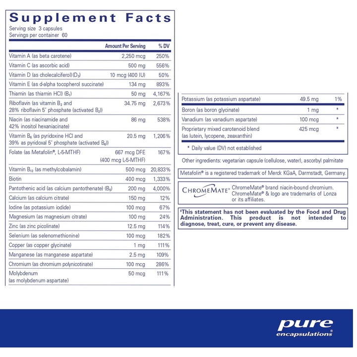 Pure Encapsulations Nutrient 950 Without Iron Multivitamin Support 180 Capsules - POWER FIT SHOP — Powering Preparedness, Health &amp; Home