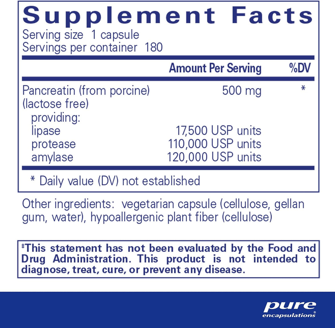 Pure Encapsulations Pancreatic Enzyme Supports Digestive Health 180 Capsules - POWER FIT SHOP — Powering Preparedness, Health &amp; Home