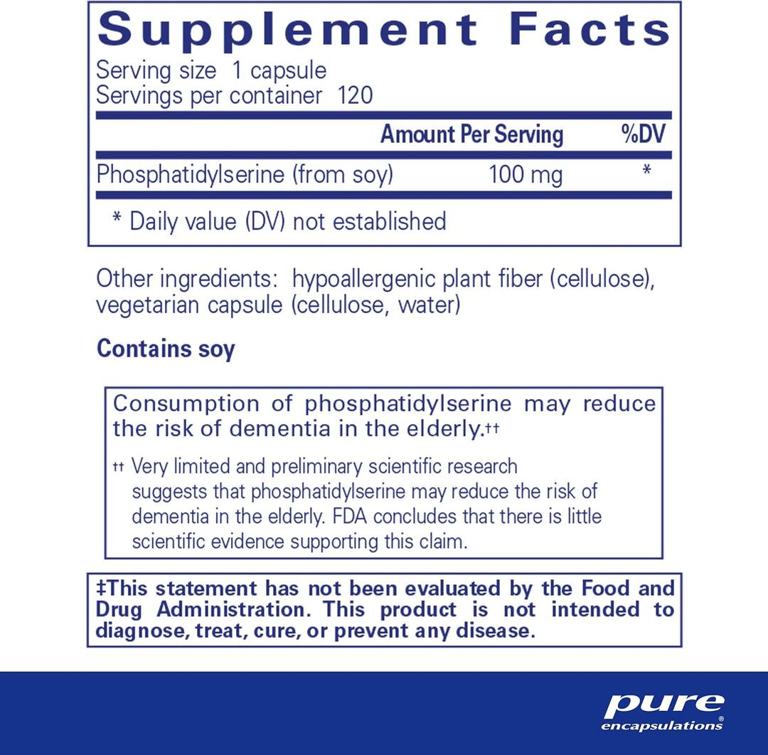Pure Encapsulations PS 100 Capsules Supports Brain Memory Focus 120 Capsules - POWER FIT SHOP — Powering Preparedness, Health &amp; Home