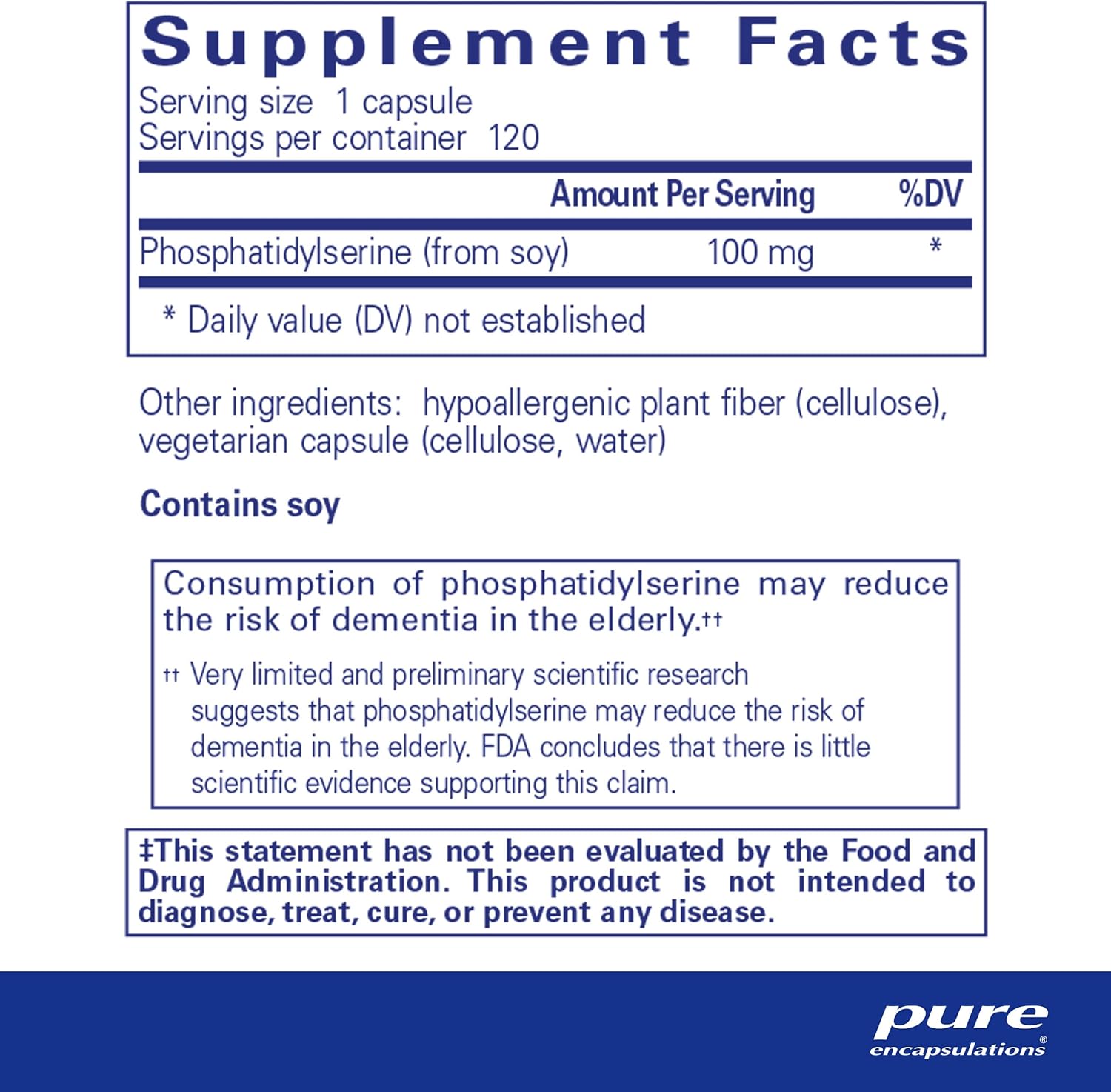 Pure Encapsulations PS 100 Capsules Supports Brain Memory Focus 120 Capsules - POWER FIT SHOP — Powering Preparedness, Health & Home