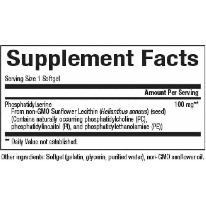 WebMHP Natural Factors Phosphatidylserine 100mg dietary supplement softgels for brain and memory support, 30 softgels.
