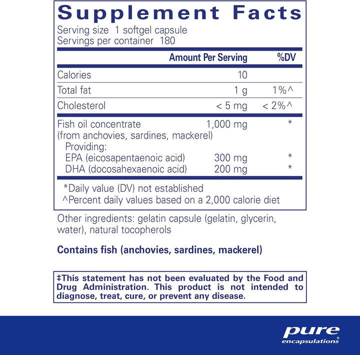 Pure Encapsulations EPA DHA Essentials Omega 3 for Heart Brain Wellness 180 Caps - POWER FIT SHOP — Powering Preparedness, Health &amp; Home