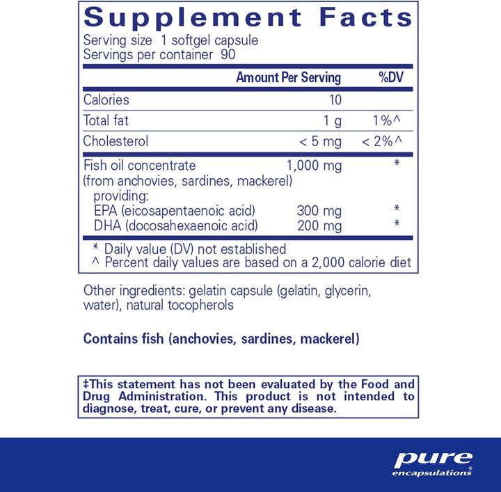 Pure Encapsulations EPA DHA Essentials Omega 3 for Heart Brain Wellness 90 Caps - POWER FIT SHOP — Powering Preparedness, Health &amp; Home