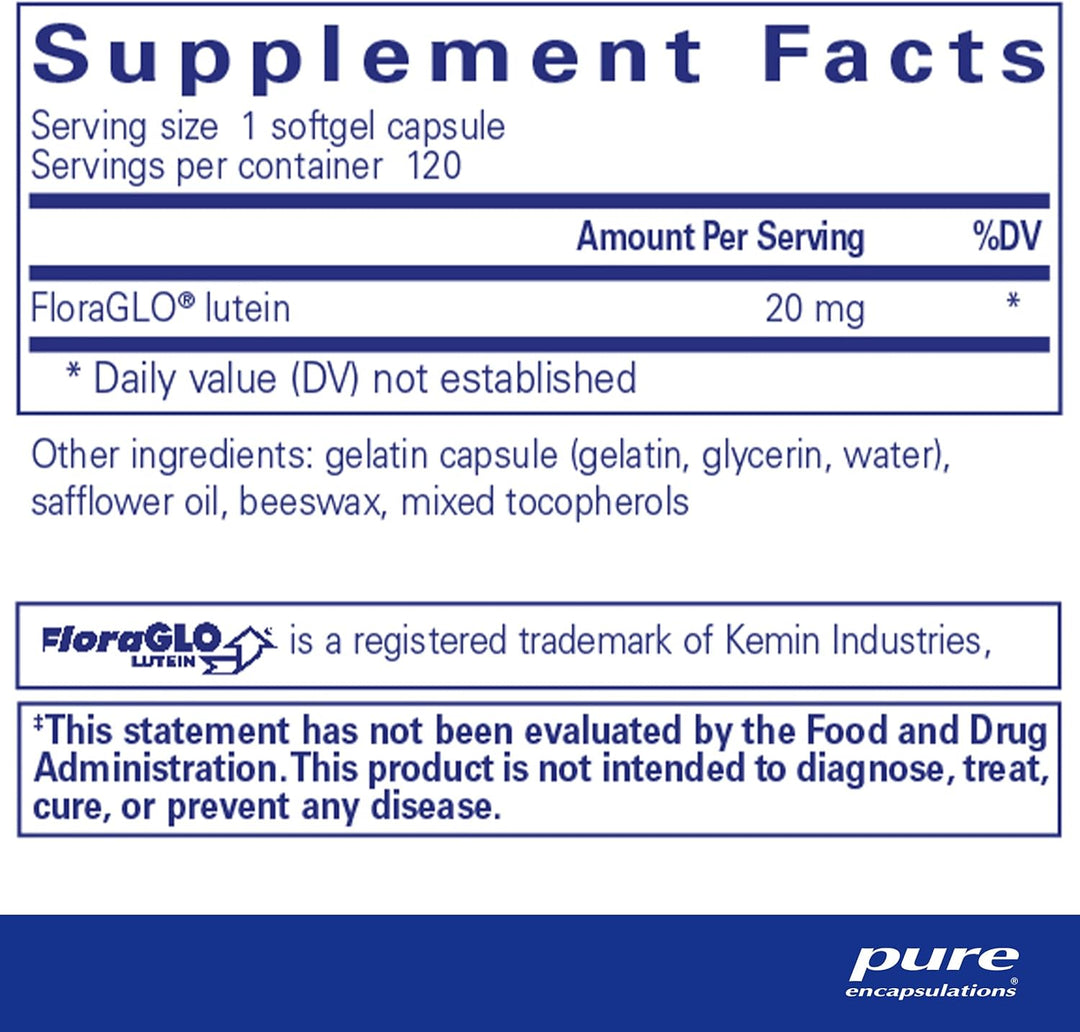 Pure Encapsulations Lutein 20 mg For Eye Vision Antioxidant Support 120 Capsules - POWER FIT SHOP — Powering Preparedness, Health &amp; Home